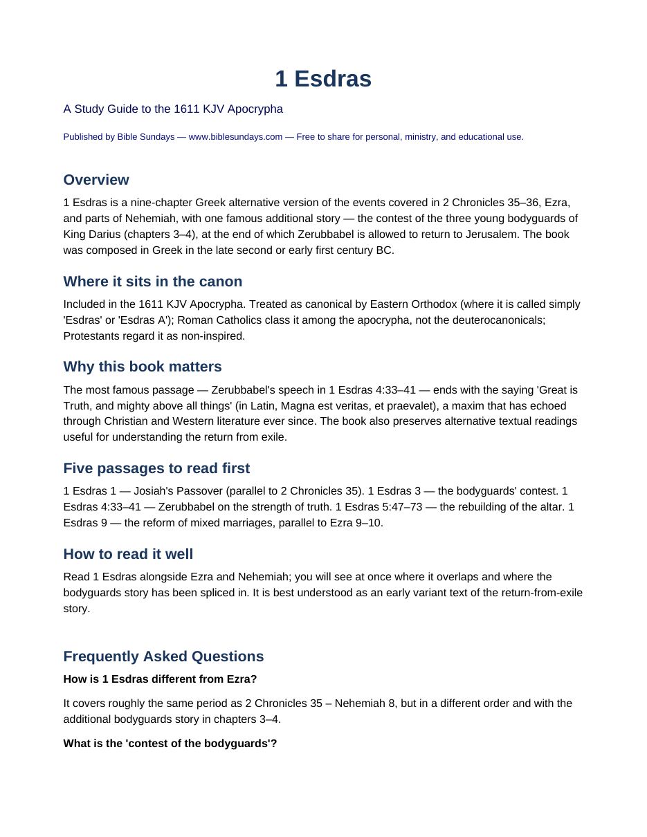 Page 1 preview of 1 Esdras — A Study Guide