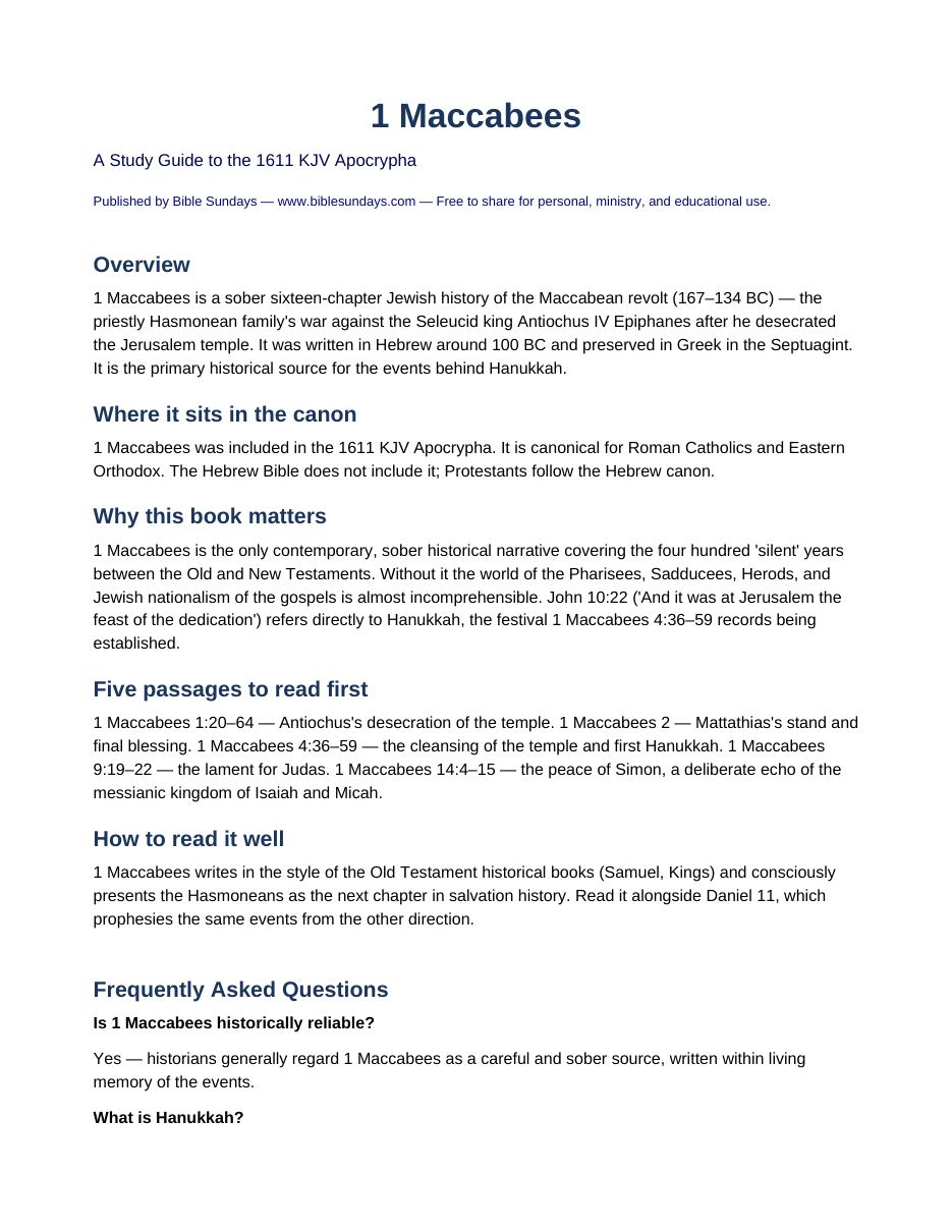 Page 1 preview of 1 Maccabees — A Study Guide
