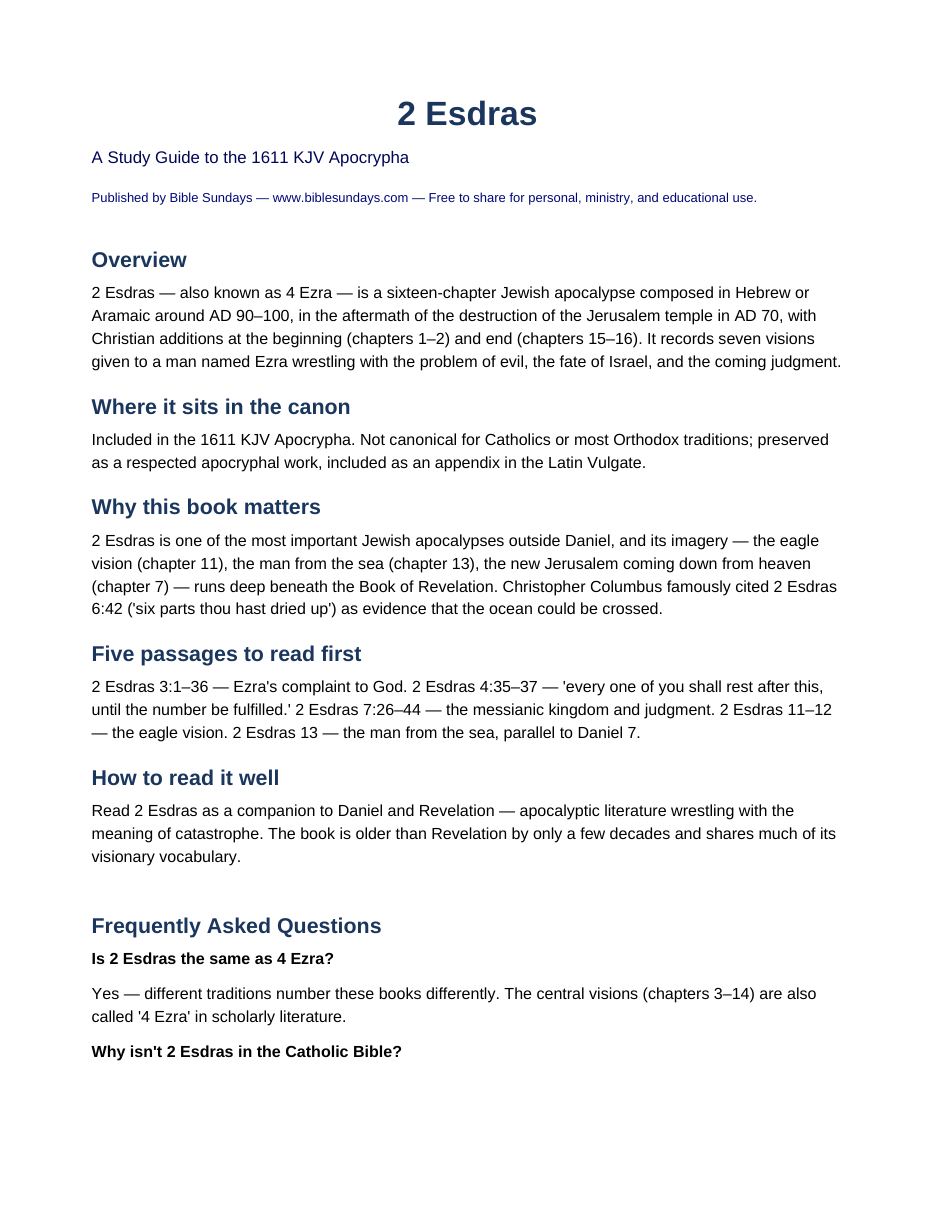 Page 1 preview of 2 Esdras (4 Ezra) — A Study Guide