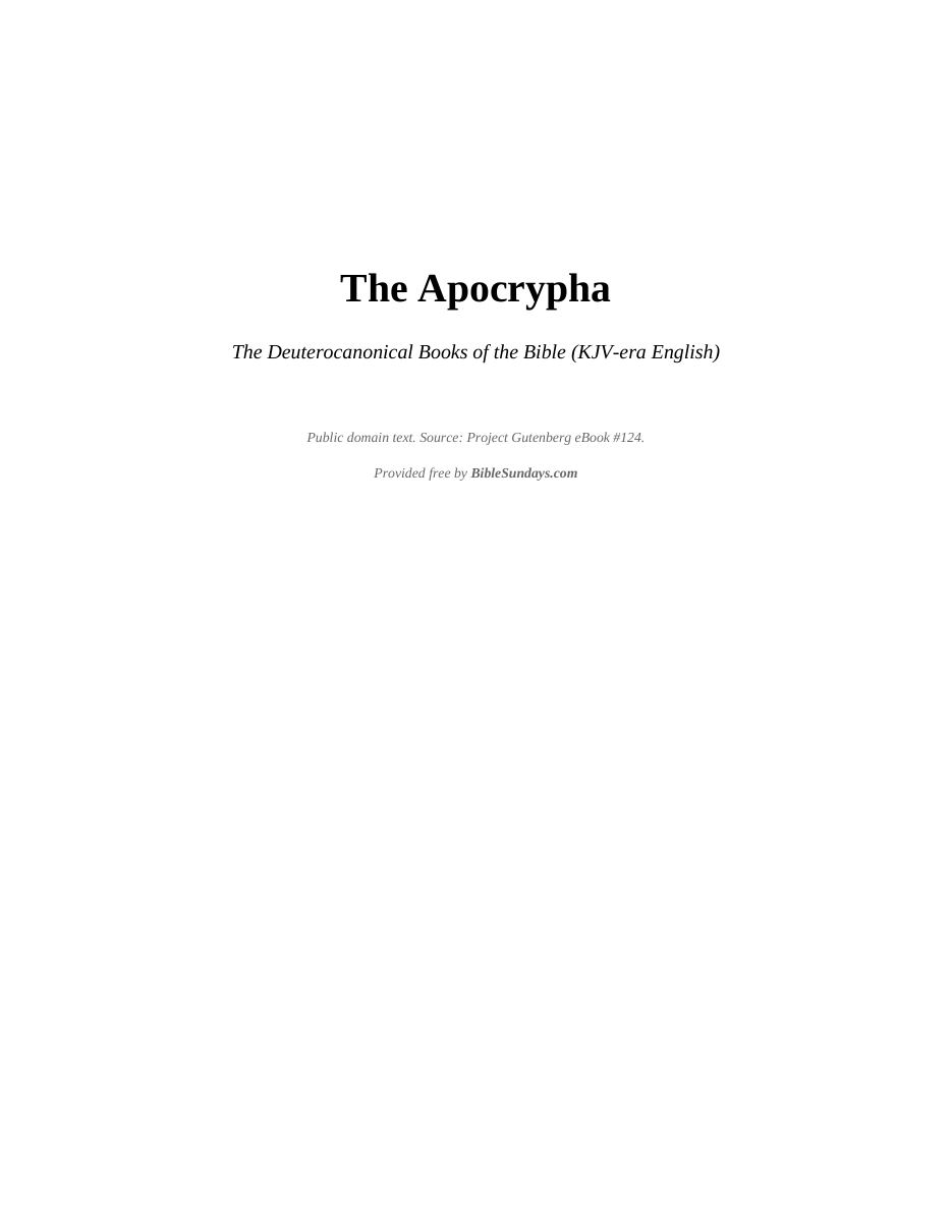 Page 1 preview of The Apocrypha — King James Version (1611)
