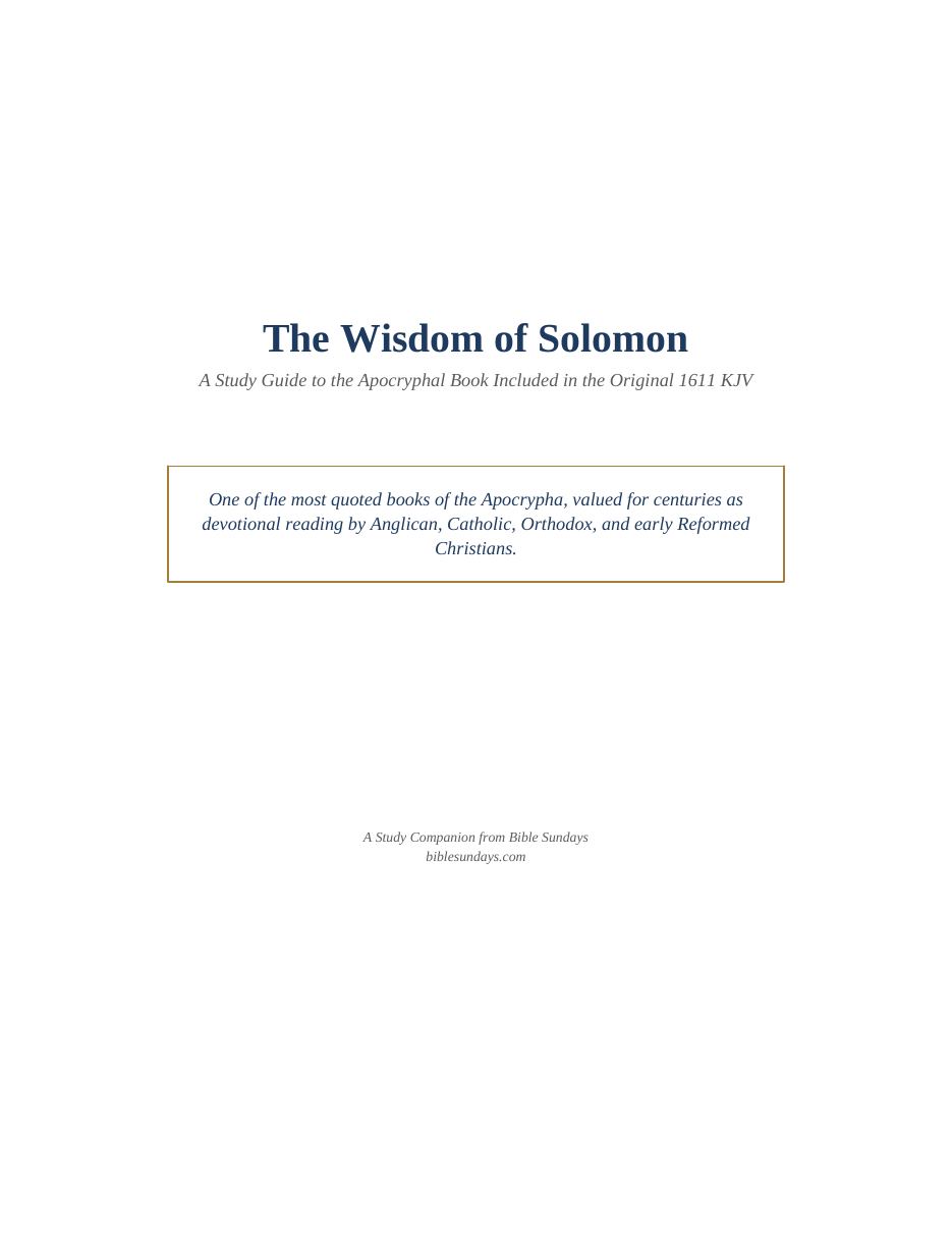 Page 1 preview of The Wisdom of Solomon — A Study Guide