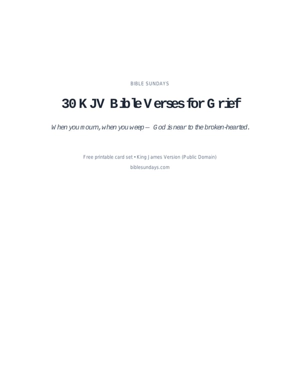 Preview of page 1 of 30 KJV Bible Verses for Grief