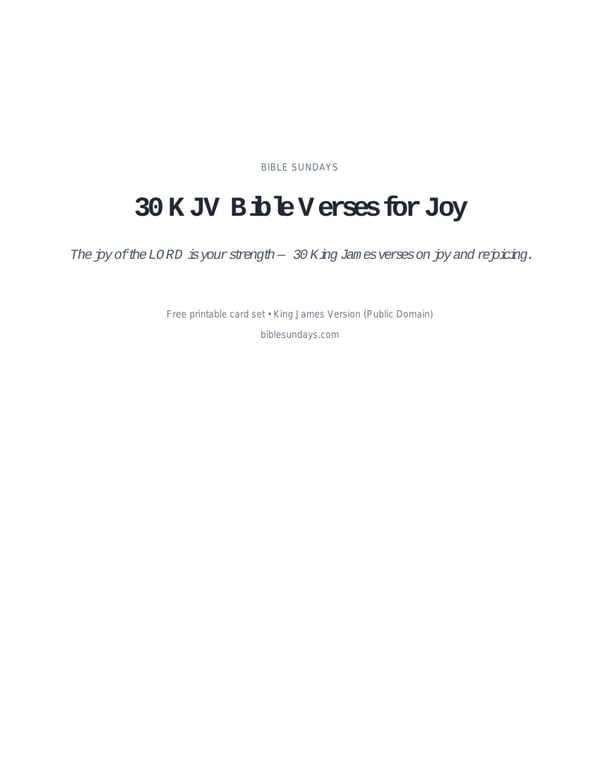 Preview of page 1 of 30 KJV Bible Verses for Joy