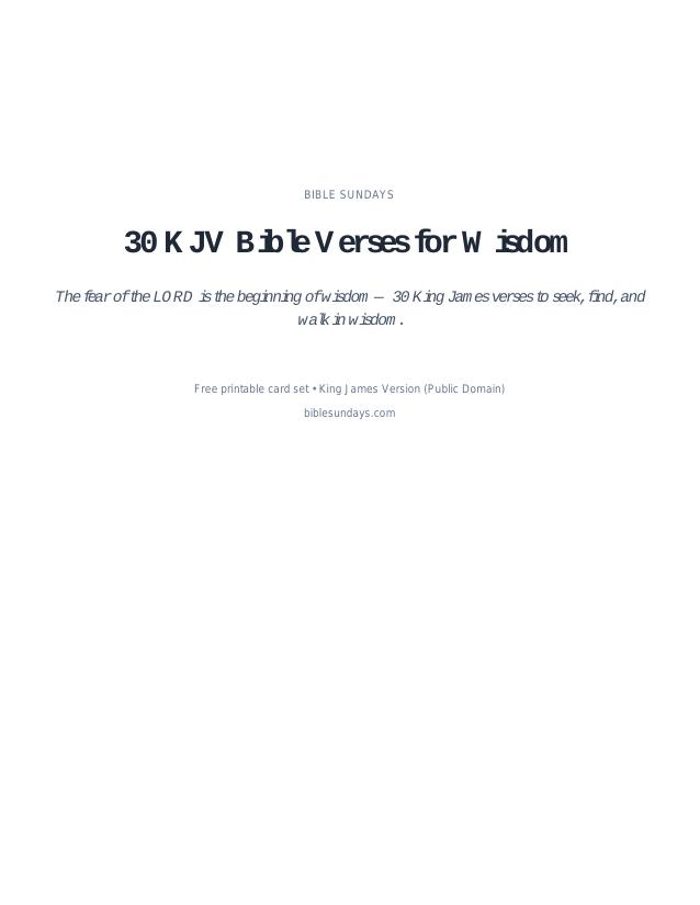 Preview of page 1 of 30 KJV Bible Verses for Wisdom