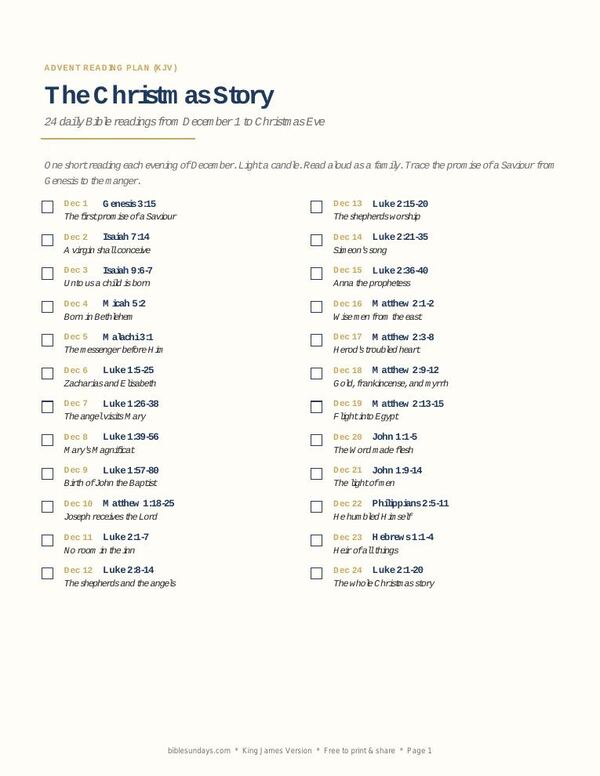 Preview of page 1 of Advent Reading Plan: The Christmas Story (24 Days)