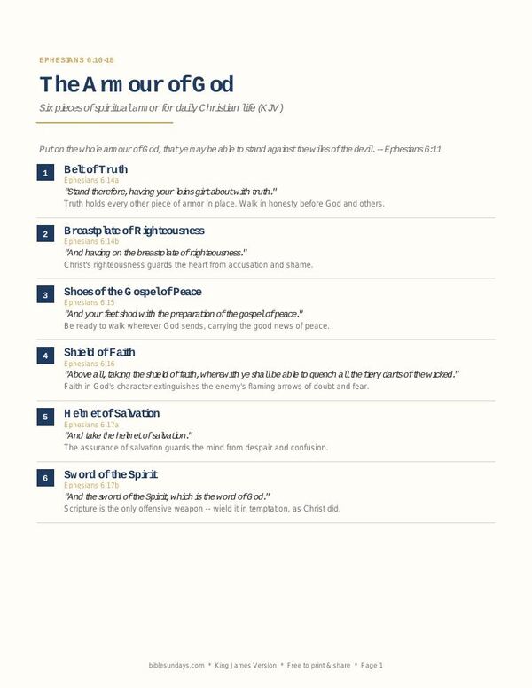 Preview of page 1 of The Armour of God Poster (Ephesians 6)