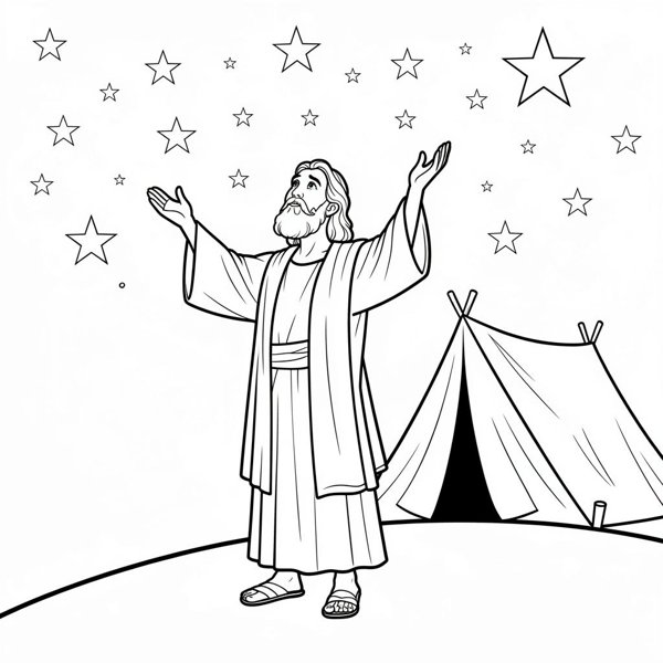 Preview of Abraham and the Stars Coloring Page