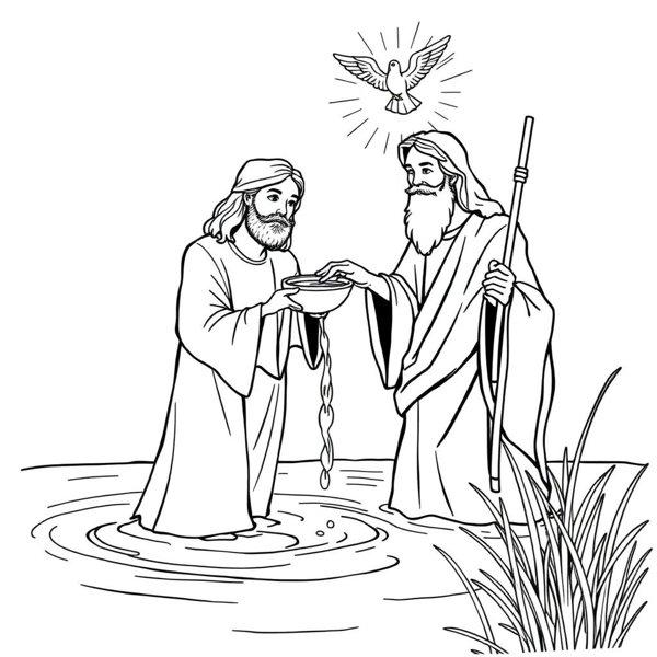 Preview of Baptism of Jesus Coloring Page