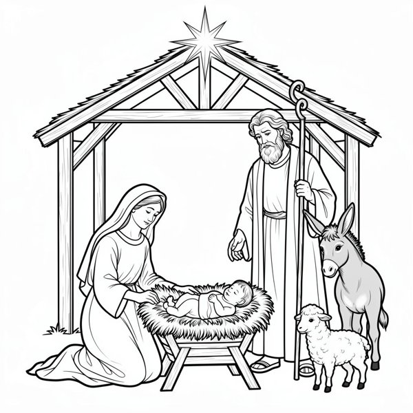 Preview of page 1 of Christmas Nativity Coloring Page