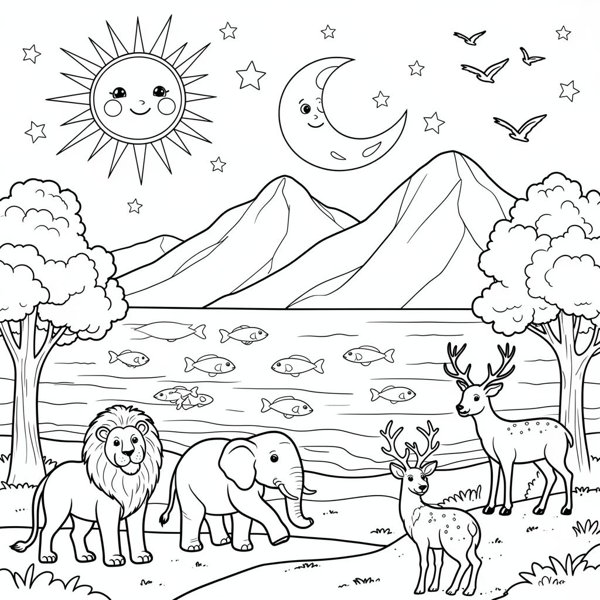 Preview of Days of Creation Coloring Page