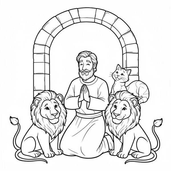 Preview of Daniel and the Lions' Den Coloring Page