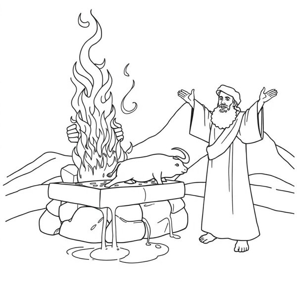Preview of Elijah and the Fire on Mount Carmel Coloring Page