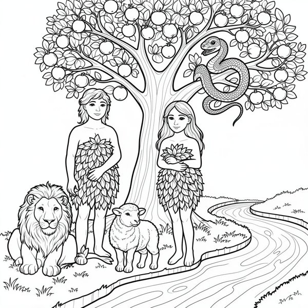 Preview of page 1 of Garden of Eden Coloring Page