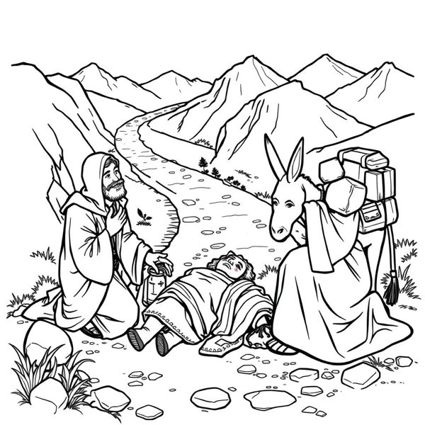 Preview of The Good Samaritan Coloring Page