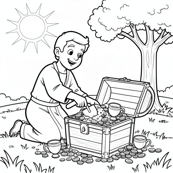 Preview of The Hidden Treasure Coloring Page