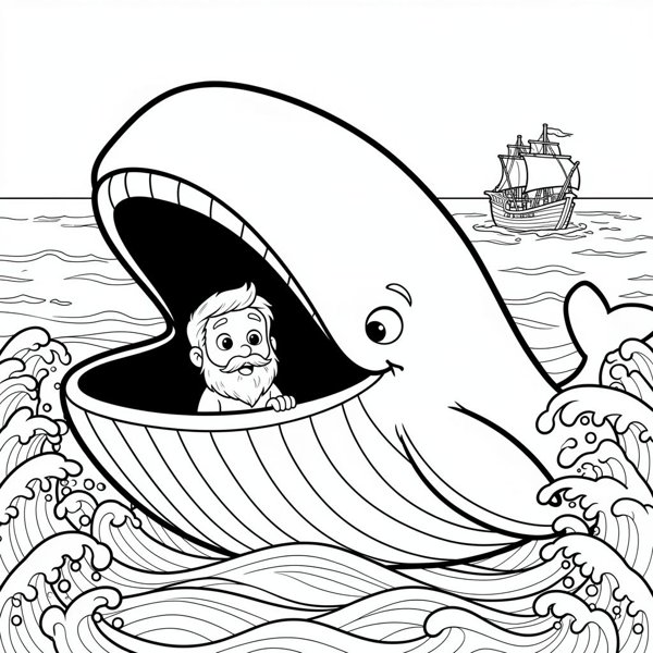 Preview of Jonah and the Whale Coloring Page