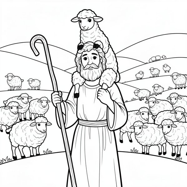 Preview of page 1 of The Lost Sheep Coloring Page