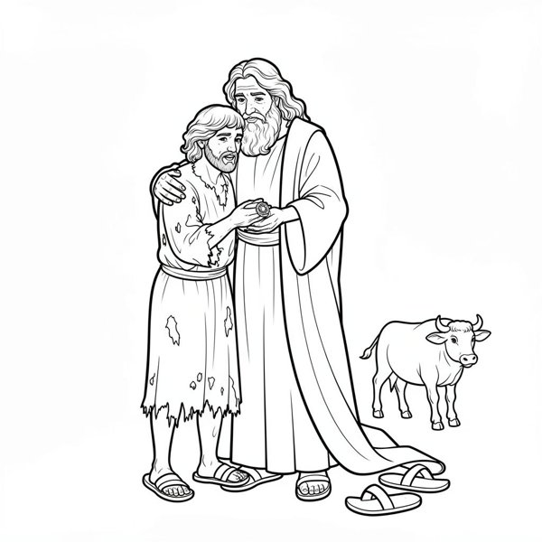 Preview of The Prodigal Son Coloring Page