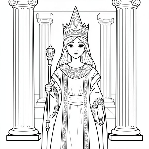 Preview of page 1 of Queen Esther's Crown Coloring Page