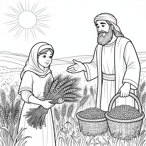 Preview of Ruth in the Wheat Field Coloring Page