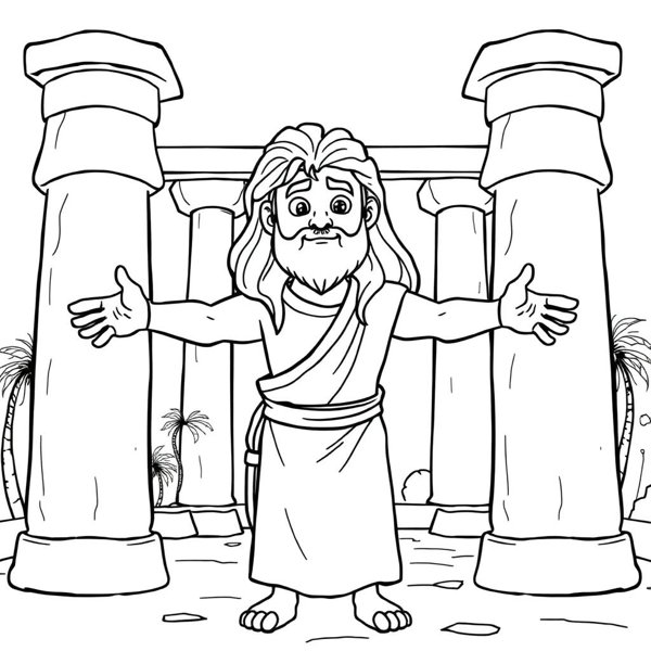 Preview of page 1 of Samson's Strength Coloring Page