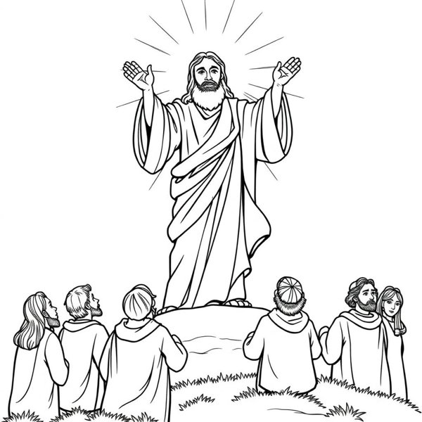 Preview of The Ascension of Jesus Coloring Page