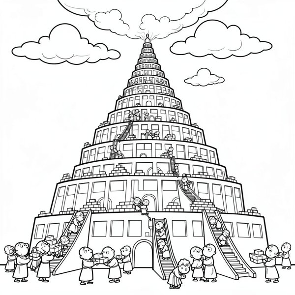 Preview of Tower of Babel Coloring Page
