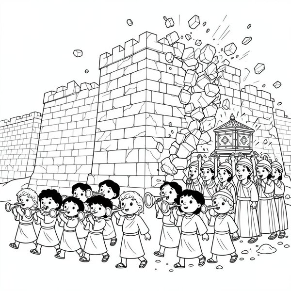 Preview of page 1 of Walls of Jericho Coloring Page