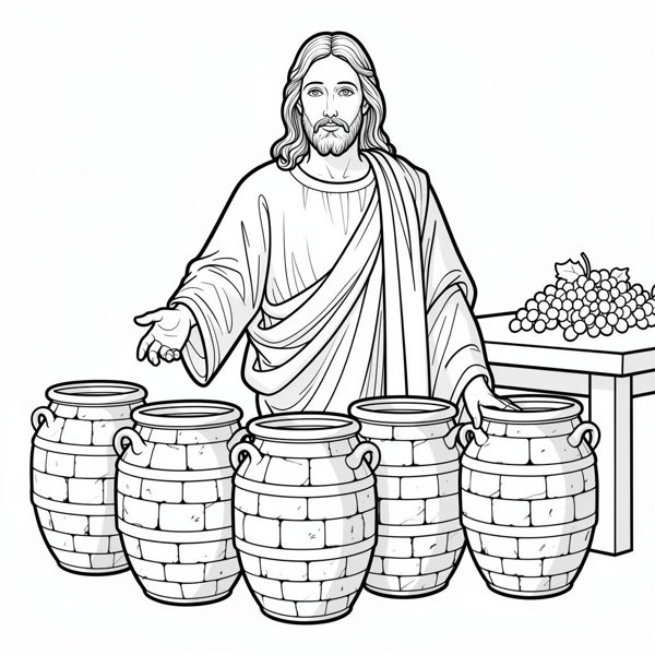 Preview of Water Into Wine Coloring Page