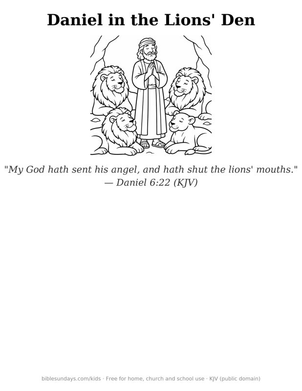 Preview of Daniel in the Lions' Den coloring page