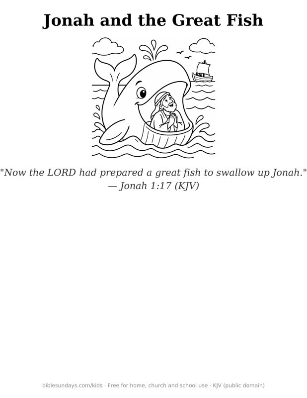 Preview of Jonah and the Great Fish coloring page