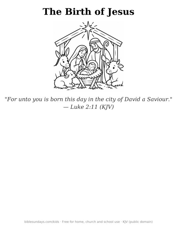 Preview of The Birth of Jesus coloring page