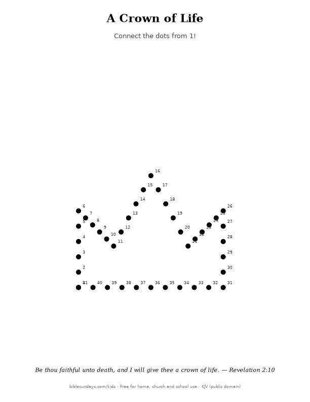 Preview of the printable A Crown of Life — Connect the Dots page