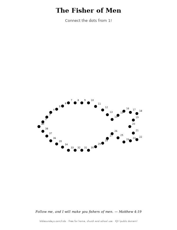 Preview of the printable Fishers of Men — Connect the Dots page