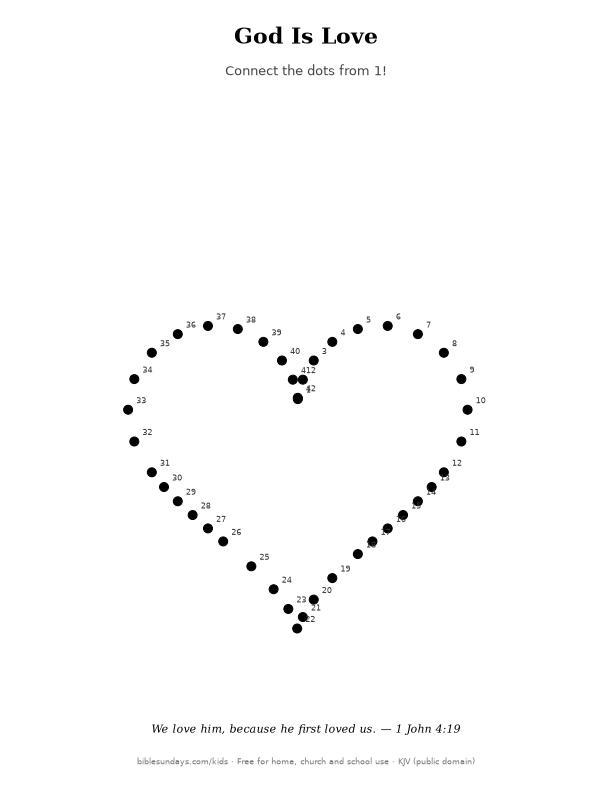 Preview of the printable God Is Love — Connect the Dots page