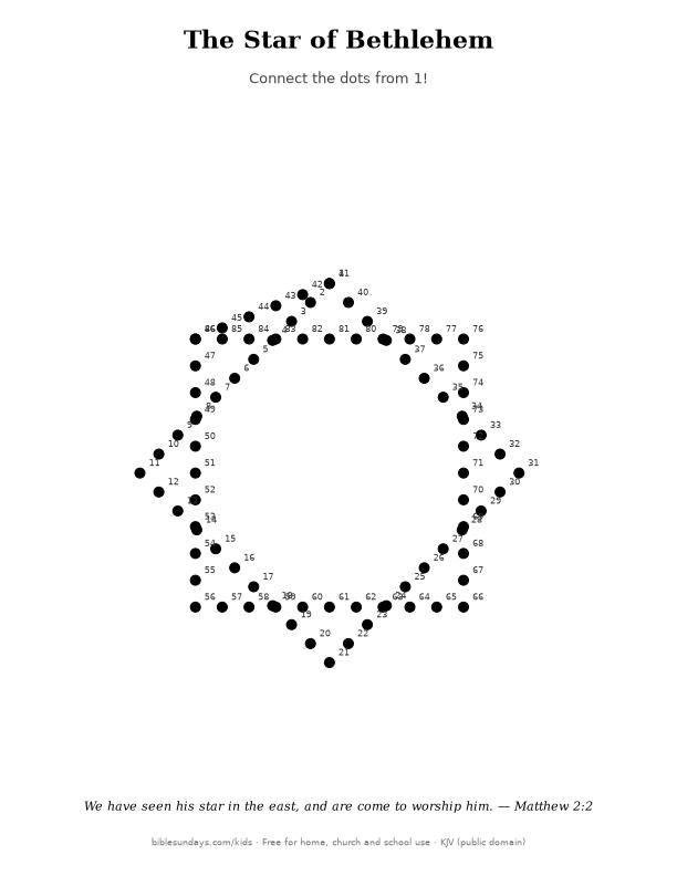 Preview of the printable The Star of Bethlehem — Connect the Dots page
