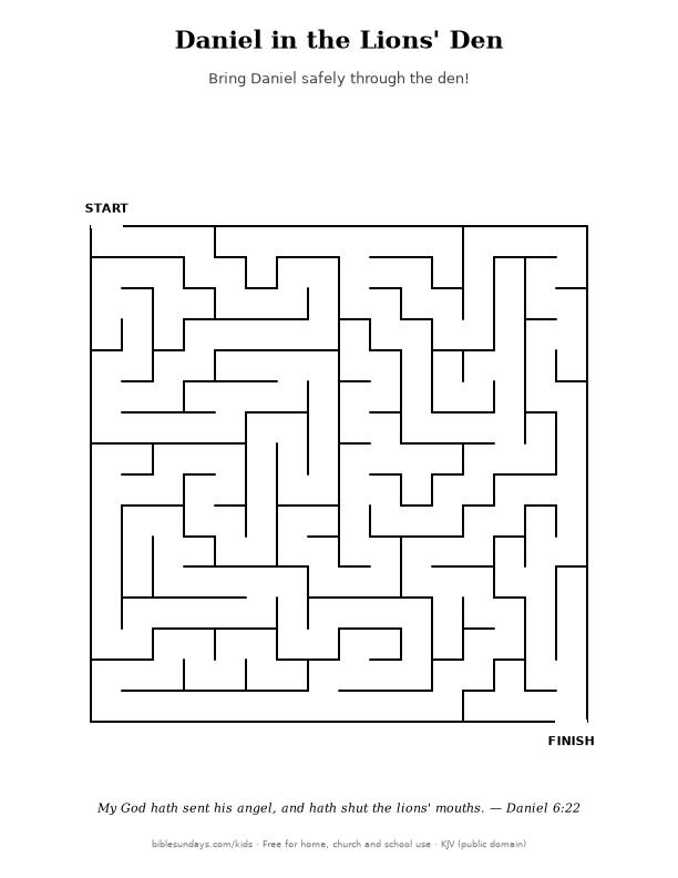 Preview of the printable Daniel in the Lions' Den Maze