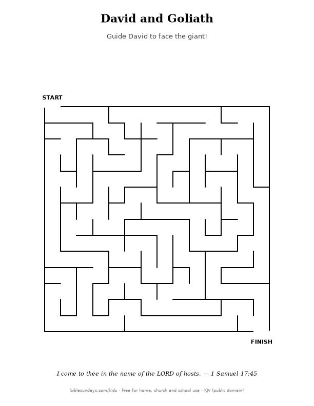 Preview of the printable David and Goliath Maze