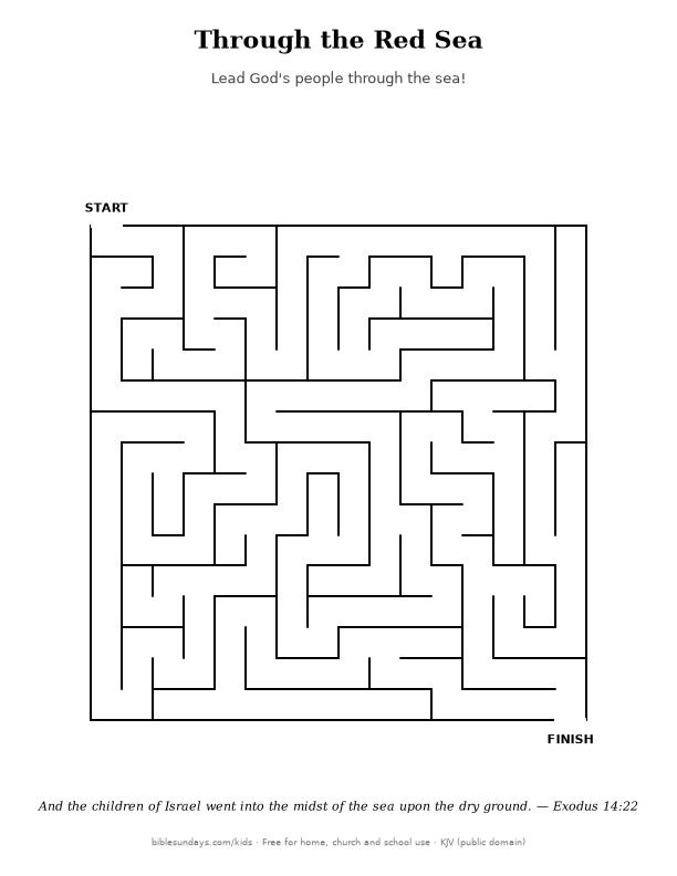 Preview of the printable Moses Through the Red Sea Maze