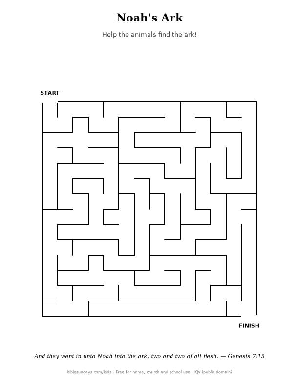 Preview of the printable Noah's Ark Maze