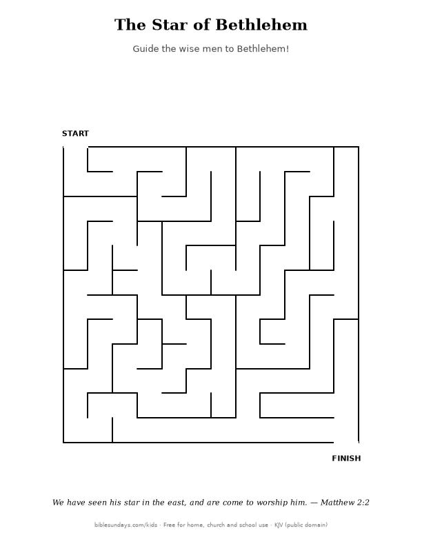 Preview of the printable The Star of Bethlehem Maze