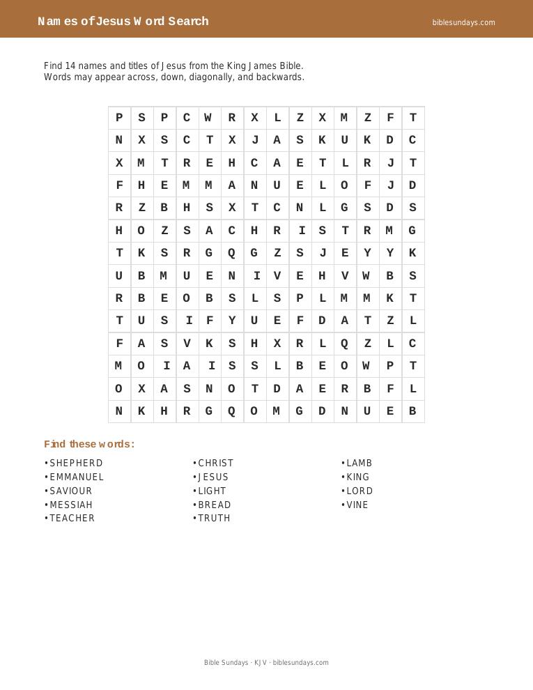 Preview of Names of Jesus Word Search