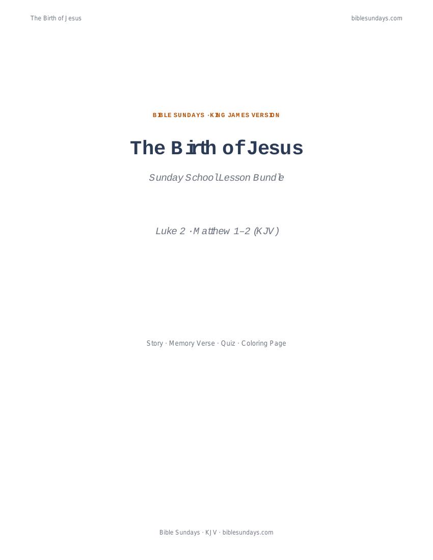 Preview cover of The Birth of Jesus — Sunday School Lesson Bundle