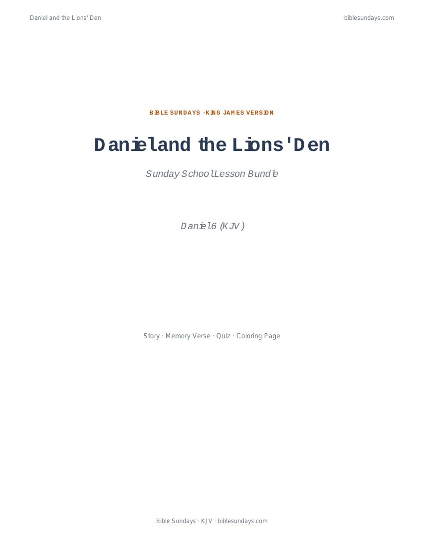 Preview cover of Daniel and the Lions' Den — Sunday School Lesson Bundle