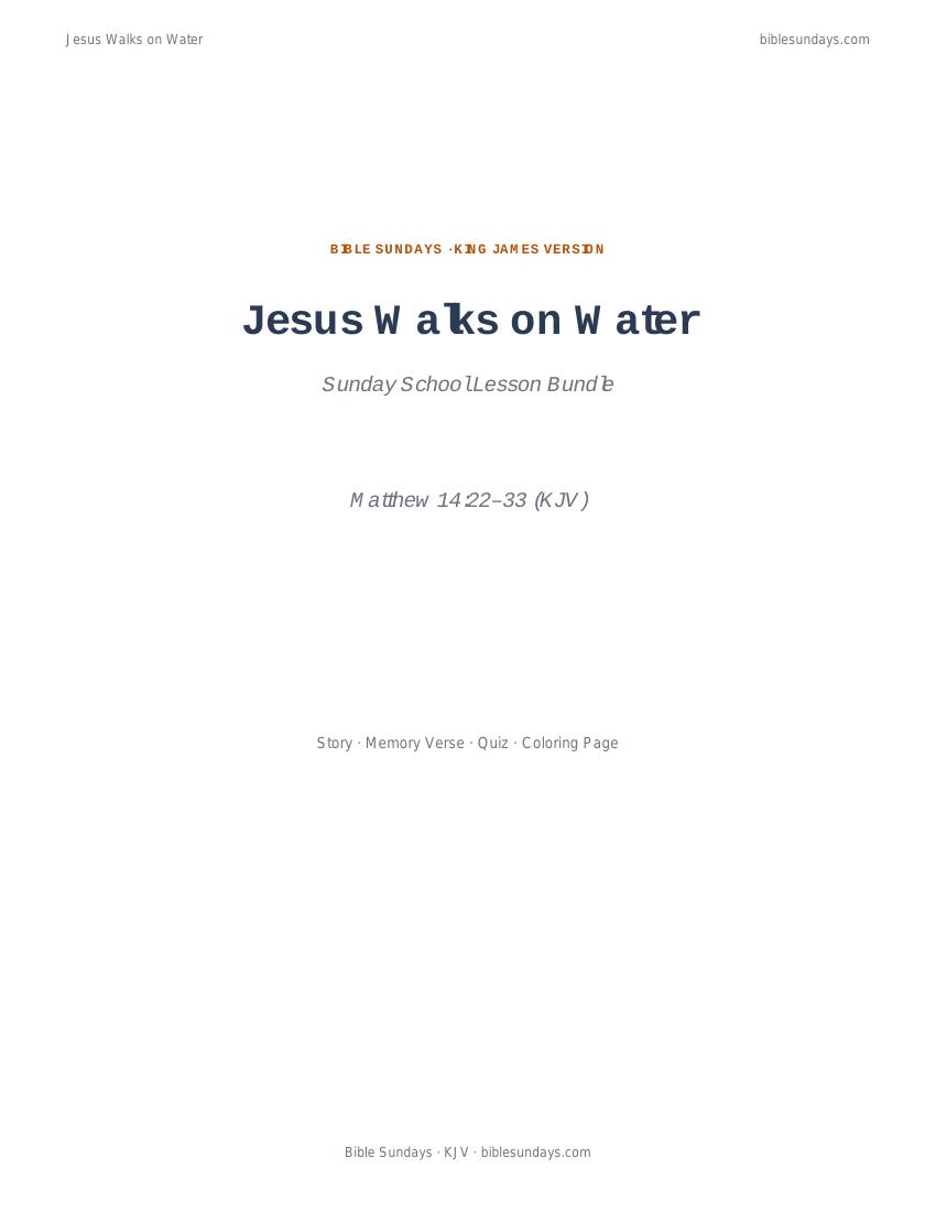 Preview cover of Jesus Walks on Water — Sunday School Lesson Bundle
