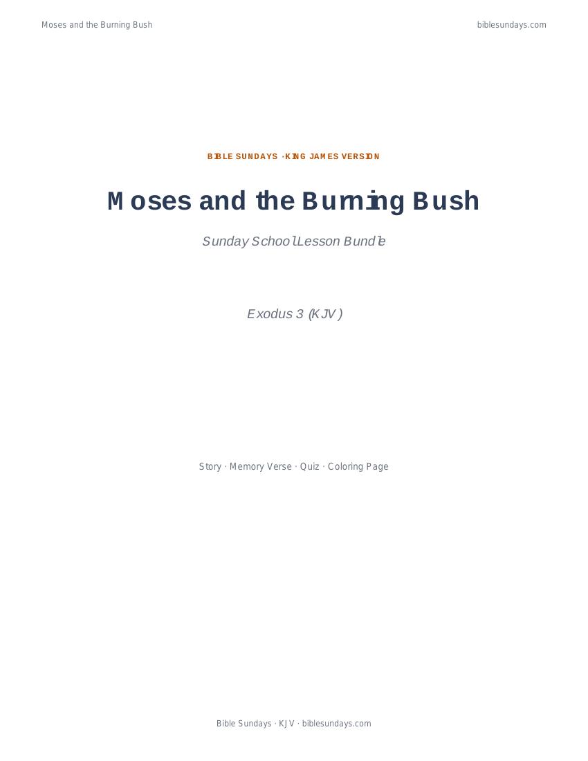Preview cover of Moses and the Burning Bush — Sunday School Lesson Bundle