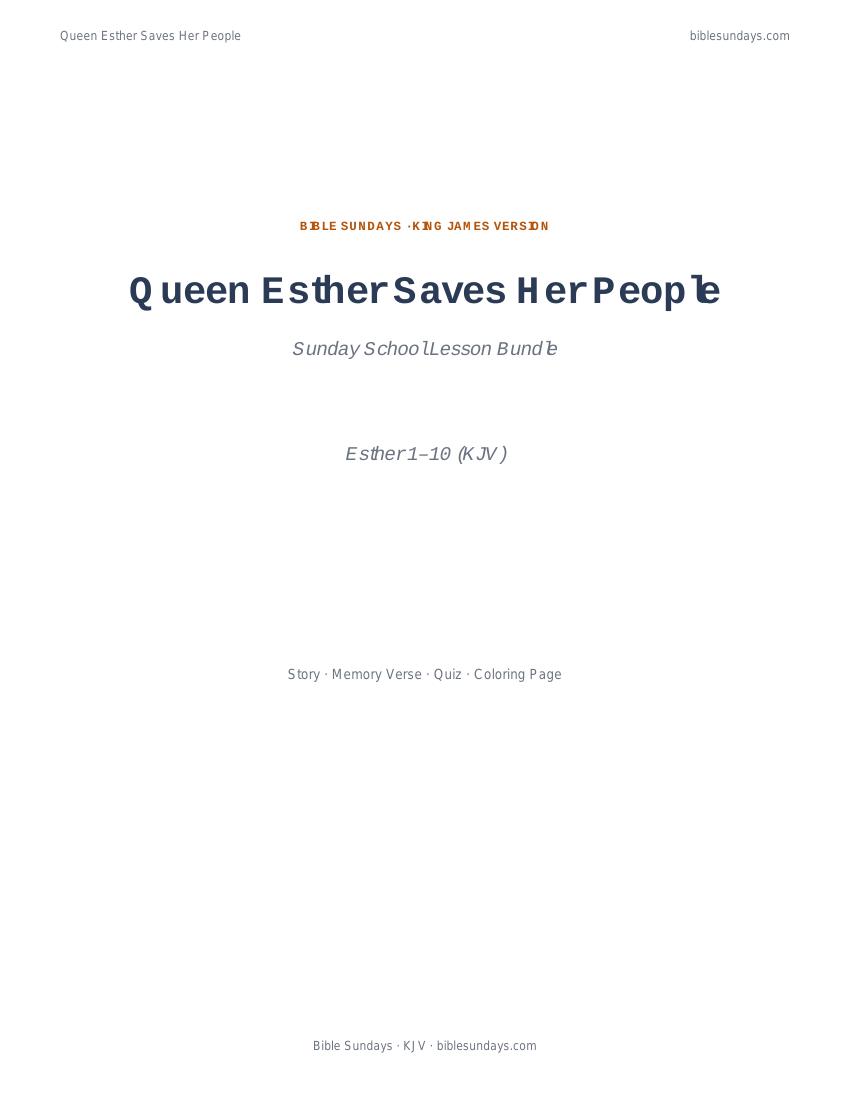 Preview cover of Queen Esther — Sunday School Lesson Bundle