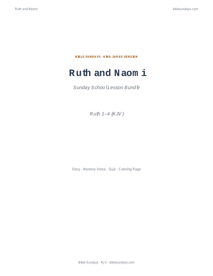 Preview cover of Ruth and Naomi — Sunday School Lesson Bundle