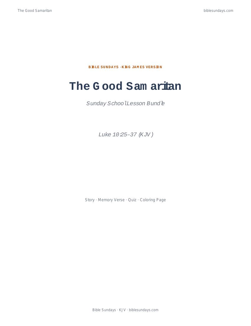 Preview cover of The Good Samaritan — Sunday School Lesson Bundle