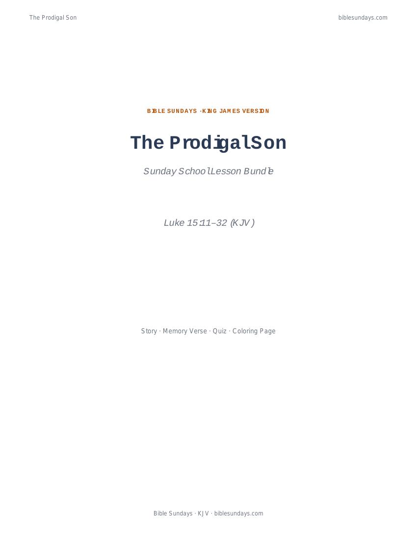 Preview cover of The Prodigal Son — Sunday School Lesson Bundle